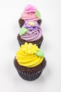 Cupcakes Cup Cakes With Colorful Icing or Frosting Flowers Royalty Free Stock Photo