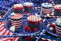 Decorated Cupcakes for the Fourth of July Celebration Royalty Free Stock Photo