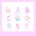 Cupcakes doodle icons Royalty Free Stock Photo