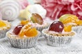 Cupcakes filled with fresh fruits. Royalty Free Stock Photo