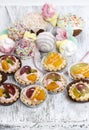 Cupcakes filled with fresh fruits and marshmallows Royalty Free Stock Photo