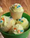 Cupcakes in a green bowl Royalty Free Stock Photo
