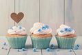 Cupcakes with heart cakepick Royalty Free Stock Photo