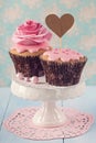 Cupcakes with heart cakepick Royalty Free Stock Photo
