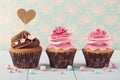 Cupcakes with heart cakepick Royalty Free Stock Photo