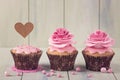 Cupcakes with heart cakepick Royalty Free Stock Photo