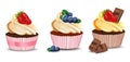 Cupcakes isolated on a white background. Vector realistic dessert. Summer delicious treats Royalty Free Stock Photo