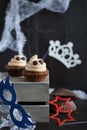 Cupcakes like a ghost. Halloween dessert. Royalty Free Stock Photo