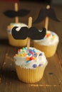 Cupcakes with moustaches Royalty Free Stock Photo