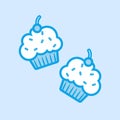 Cupcakes Muffin Vector Icon Simple Blue