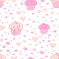Cupcakes pattern background, Cute bakery pattern.