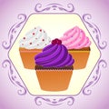 Cupcakes in purple frame