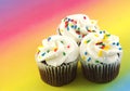 Cupcakes on Rainbow Colored Background Royalty Free Stock Photo