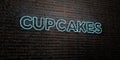 CUPCAKES -Realistic Neon Sign on Brick Wall background - 3D rendered royalty free stock image