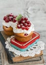 Cupcakes with red currants. Royalty Free Stock Photo