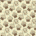 Cupcakes seamless pattern. Vector design