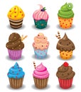 Cupcakes set isolated on white background Royalty Free Stock Photo