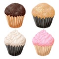 Cupcakes. Set of watercolor illustrations. Isolated icons Royalty Free Stock Photo