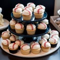 Cupcakes in the shape of baseballs. Baseball game celebration Royalty Free Stock Photo
