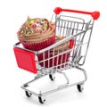 Cupcakes in a shopping cart Royalty Free Stock Photo