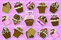 Cupcakes stickers collection background