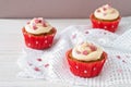 Cupcakes with sugar hearts