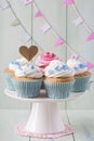 Cupcakes with sweet rose flowers Royalty Free Stock Photo