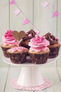Cupcakes with sweet rose flowers Royalty Free Stock Photo