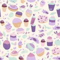 cupcakes sweets pastries purple pattern scrapbooking naturecore multicolored in the style of naturalistic