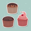 cupcakes three stickers