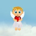 Cupid angel with heart Royalty Free Stock Photo