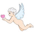 Cupid angel with heart Royalty Free Stock Photo