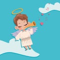 cupid angel playing trumpet Royalty Free Stock Photo