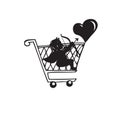 Cupid angel in a shopping cart