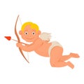 Cupid with angel wings, bow and arrow symbol of love