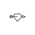 Cupid arrow and heart line icon Royalty Free Stock Photo