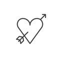 Cupid arrow with heart line icon Royalty Free Stock Photo