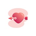 Cupid arrow pierced heart flat icon