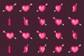 Cupid Arrow Valentine Day 3d Love Heart Rotation Flat Design Vector Illustration