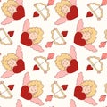 Cupid and arrows Valentine`s Day. Seamless vector pattern for paper, cards, packaging and fabric design. Royalty Free Stock Photo