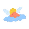 Cupid, the blonde angel sleeping on a cloud