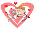 Cupid With Bow And Arrow Flying In Front Of A Hea Royalty Free Stock Photo