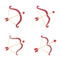 Cupid Bow and Heart Arrow Set Valentine Vector Royalty Free Stock Photo
