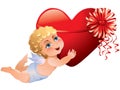 Cupid brings heart Royalty Free Stock Photo