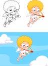 Cupid Cartoon Character Shooting Heart Arrows. Set Vector Collection