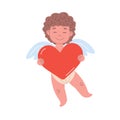 Cupid character holding a big heart Royalty Free Stock Photo