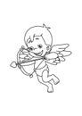 Cupid cute angel vector line art