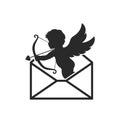 Cupid in envelope. valentine`s day message. romantic and love symbol