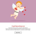 Cupid flying and spearding love