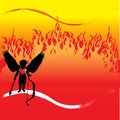Cupid in front of flames Royalty Free Stock Photo
